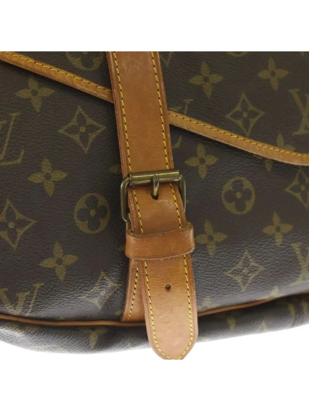Louis Vuitton Monogram Saumur 43 Leather Shoulder Bag Brown